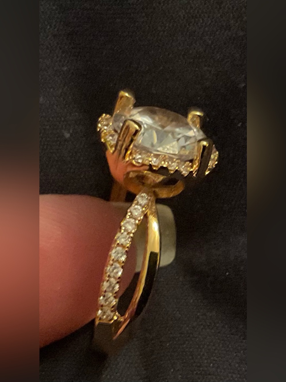 18K Gold Filled 4CT Round AAA CZ Hidden Halo Ring | Pavé Split Shank Size 6 NWOT - Picture 10 of 11